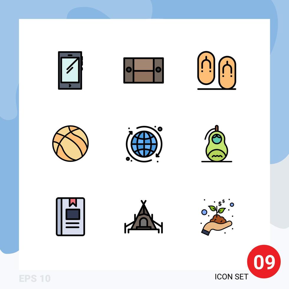 9 iconos creativos, signos y símbolos modernos de la web nba, electrodomésticos, viajes de baloncesto, elementos de diseño vectorial editables vector