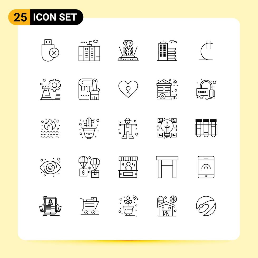 Line Pack of 25 Universal Symbols of office business generator building technology Editable Vector Design Elements