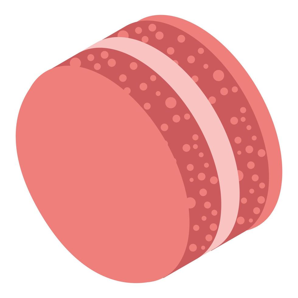 icono de macarrones de crema roja, estilo isométrico vector