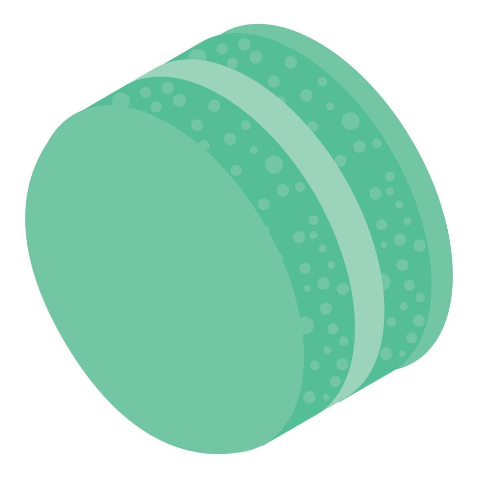 icono de macarrones de crema verde, estilo isométrico vector