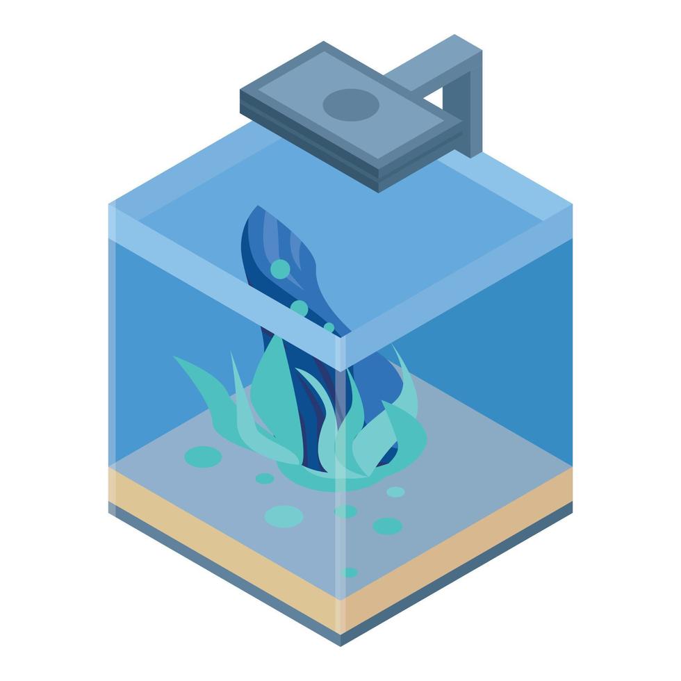 Square aquarium icon, isometric style vector