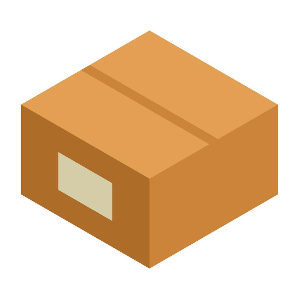 icono de caja de cartón, estilo isométrico vector