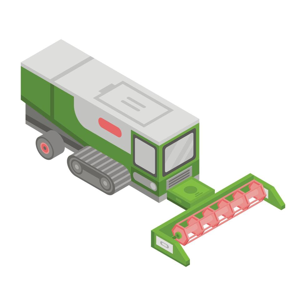 Modern farm machine icon, isometric style vector