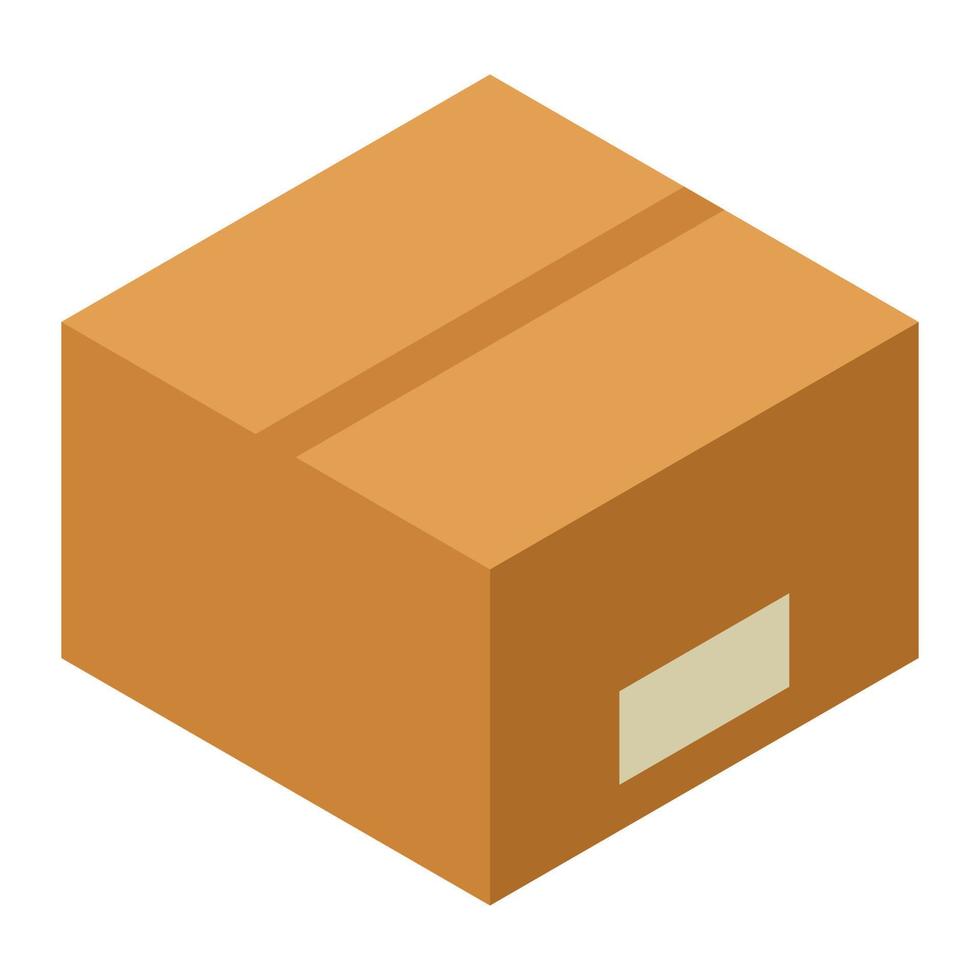 Parcel carton box icon, isometric style vector