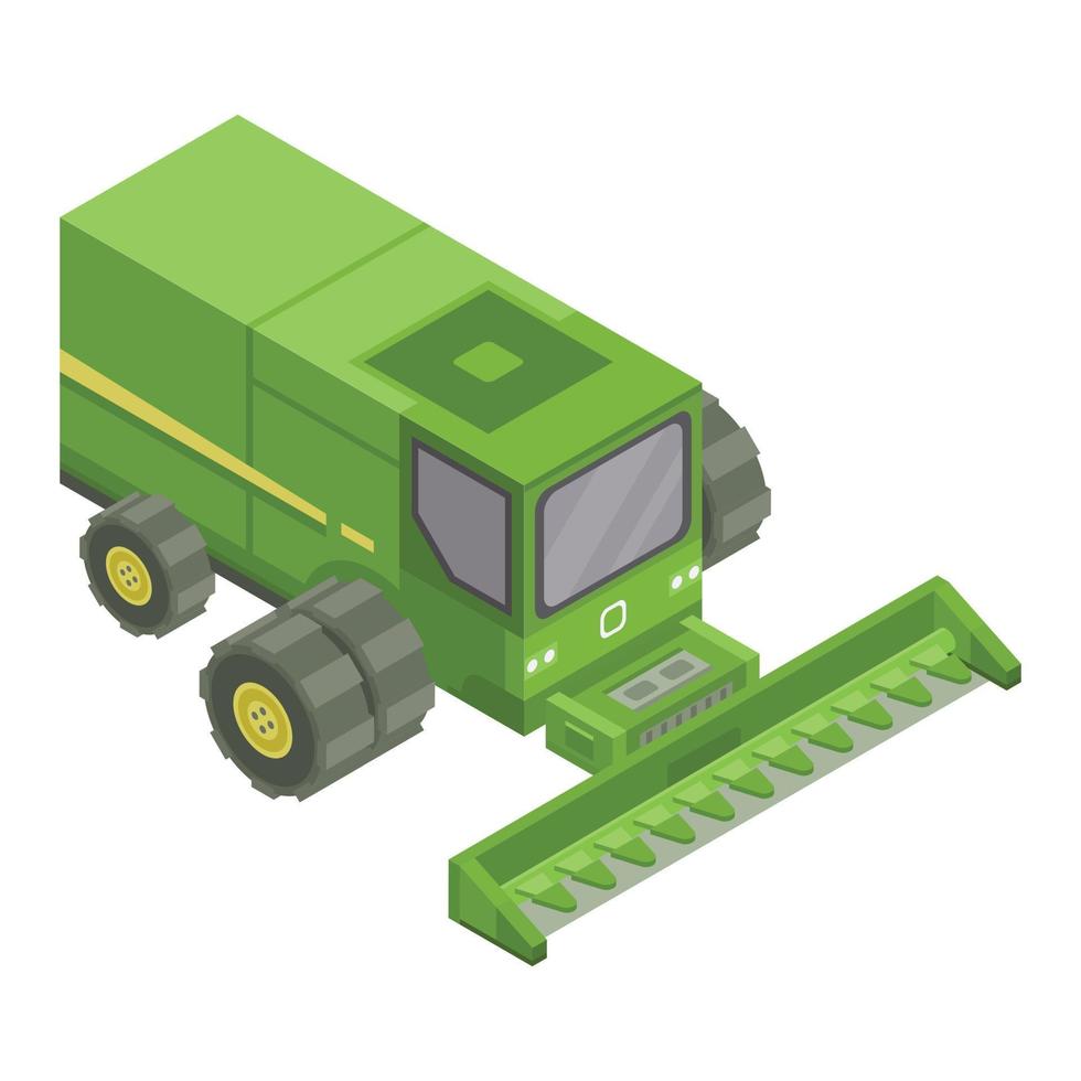 Wheat harvester icon, isometric style vector