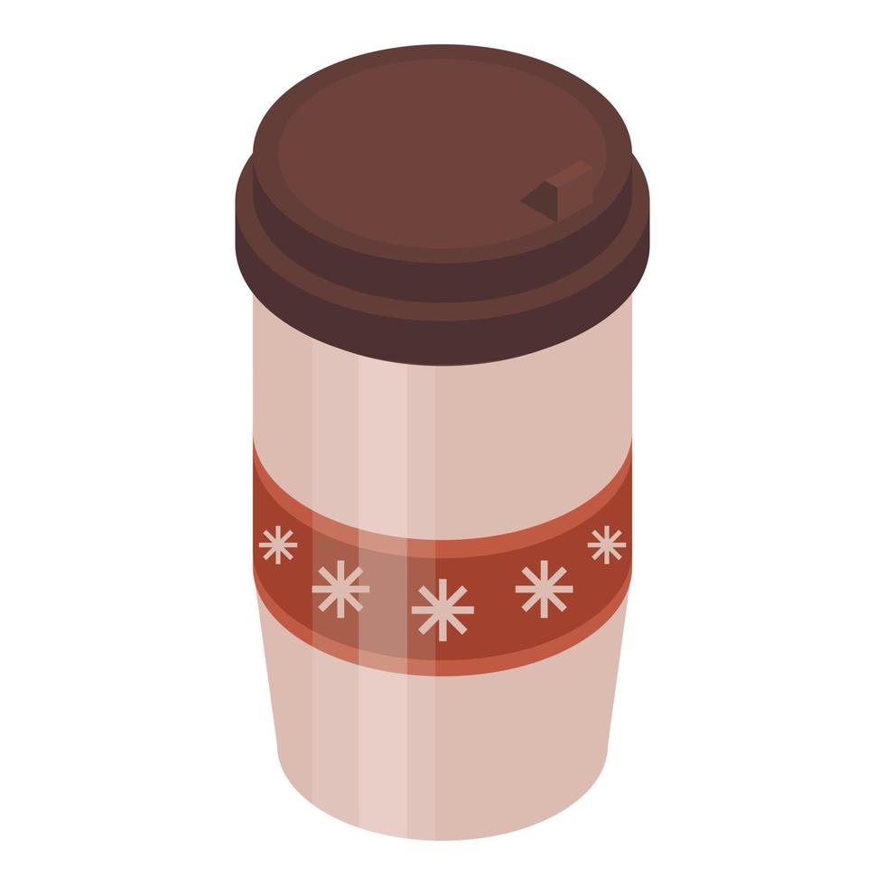 Mulled wine plastic cup icon, isometric style vector