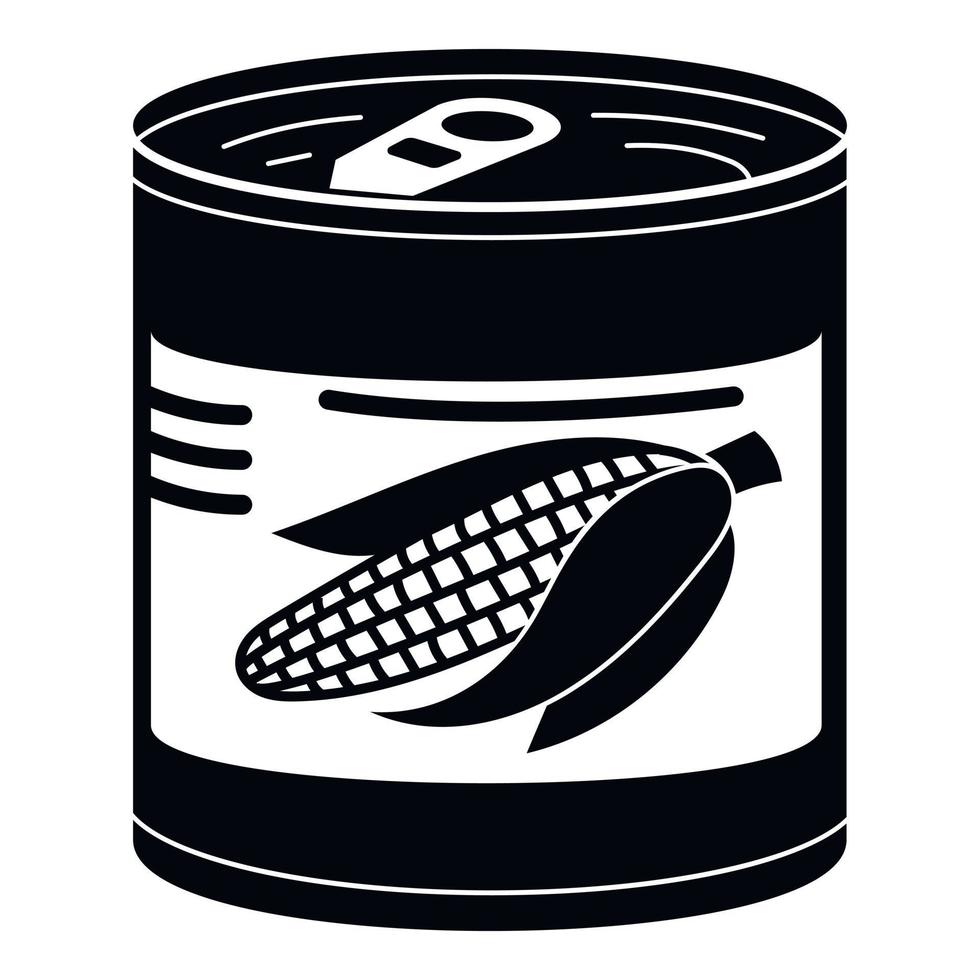 Corn tin can icon, simple style vector