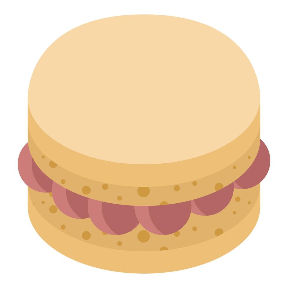 Sweet yellow macaroon icon, isometric style vector