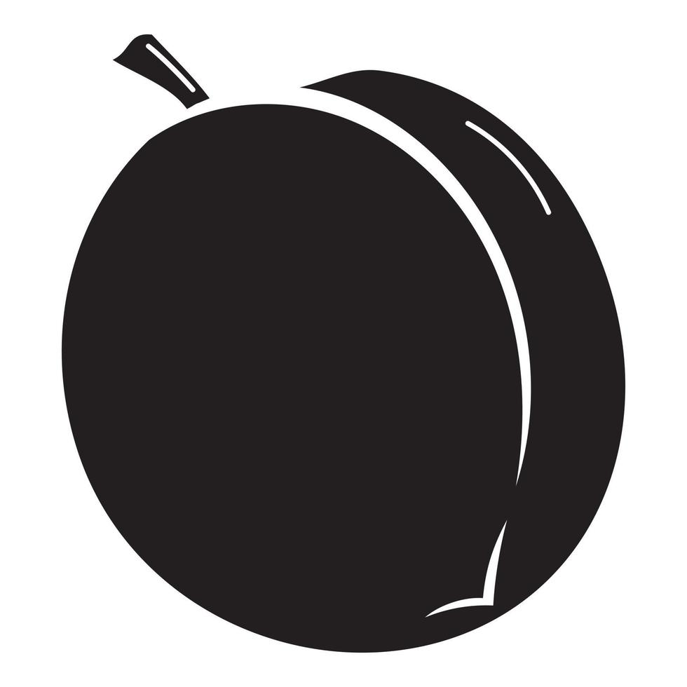 Whole peach icon, simple style vector