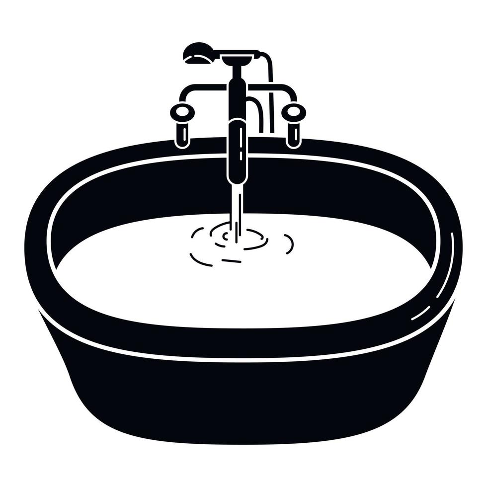 Full water bathtub icon, simple style vector