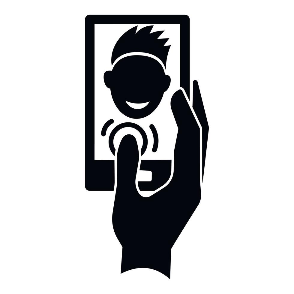 chico hacer selfie icono, estilo simple vector