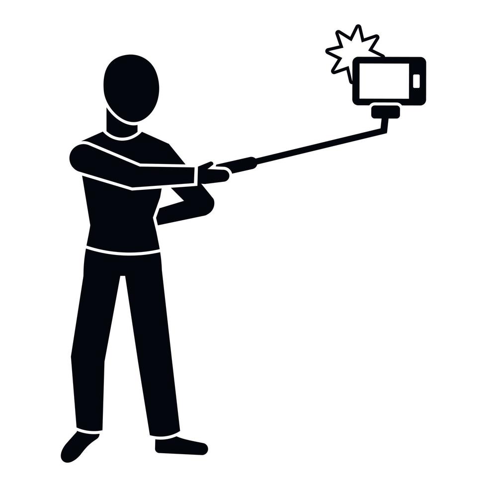 padre toma un icono de selfie, estilo simple vector