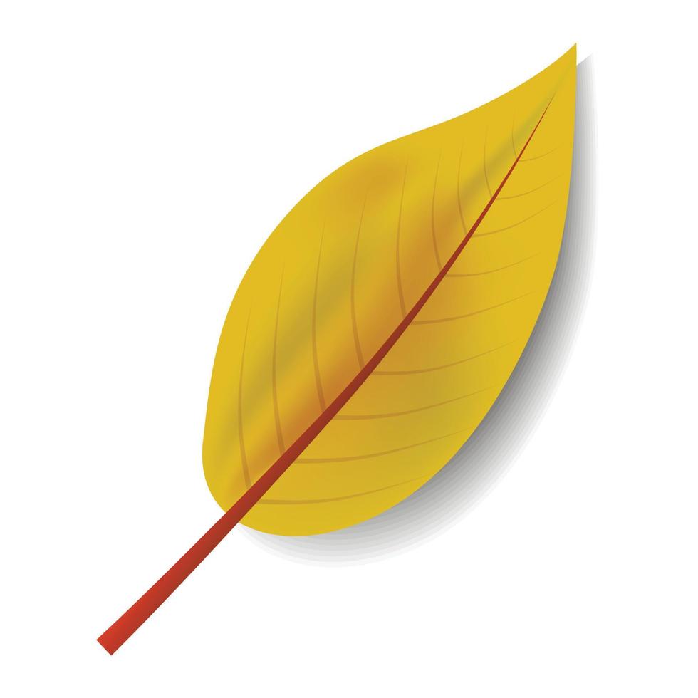 Yellow leaf icon, realistic style vector