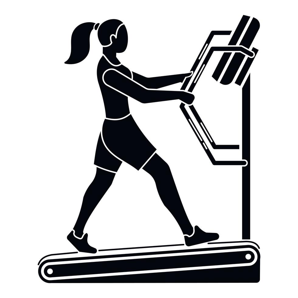 Girl on a treadmill icon, simple style vector