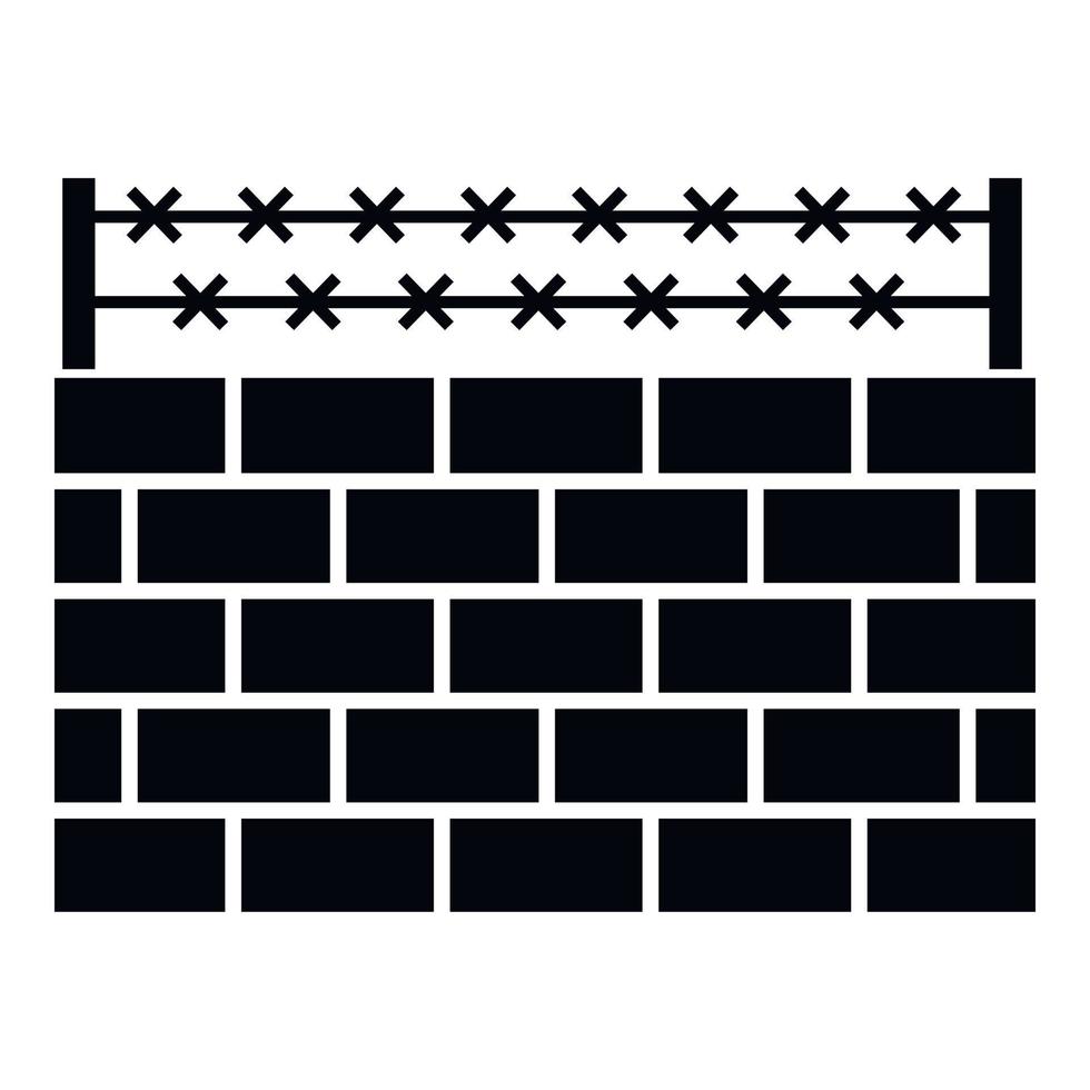 Brick wall border icon, simple style vector