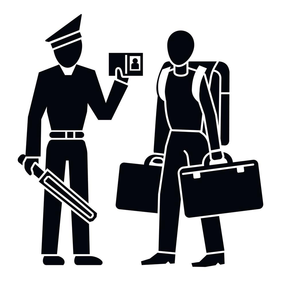 icono de inmigración de hombre policía, estilo simple vector