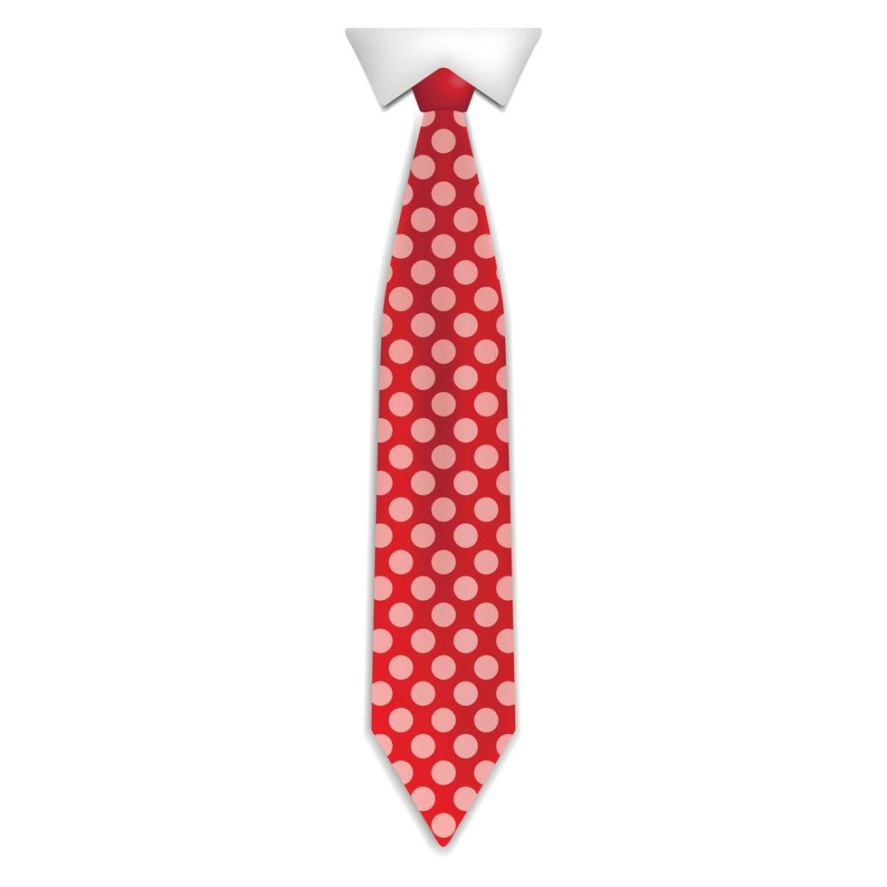 Red dotted tie icon, realistic style vector