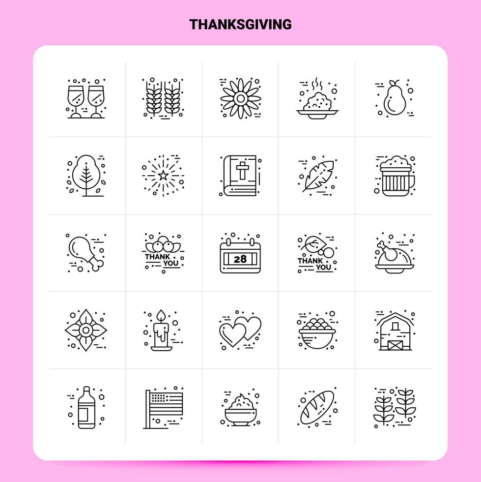 OutLine 25 Thanksgiving Icon set Vector Line Style Design Black Icons Set Linear pictogram pack Web and Mobile Business ideas design Vector Illustration