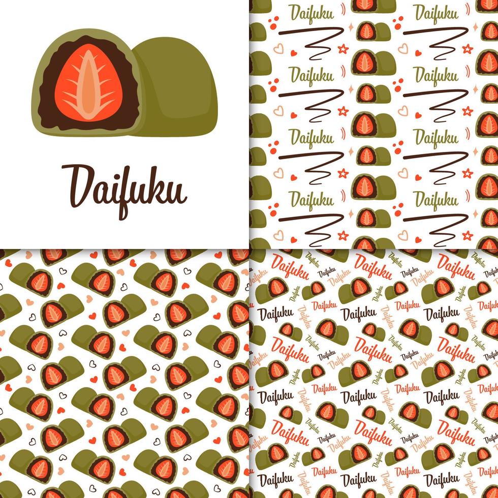 Seamless pattern with Daifuku, for decoration vector