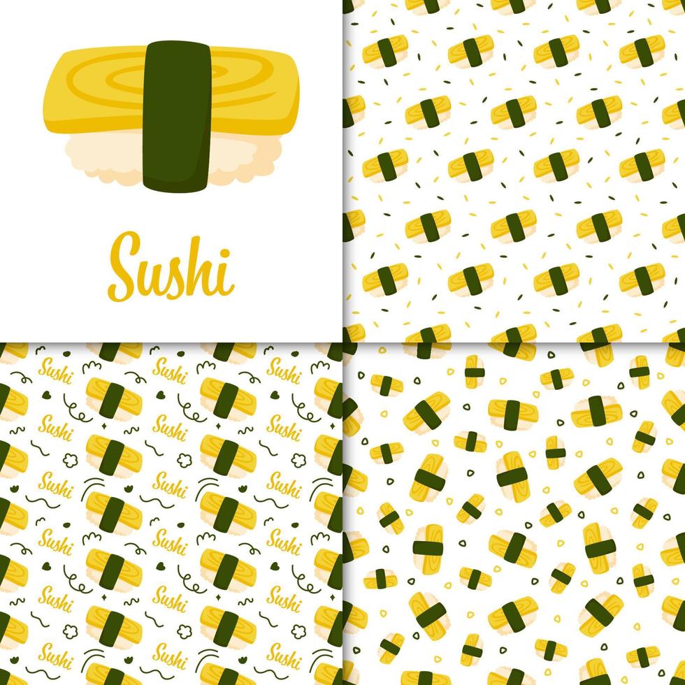 patrones sin fisuras con sushi, para decoración vector