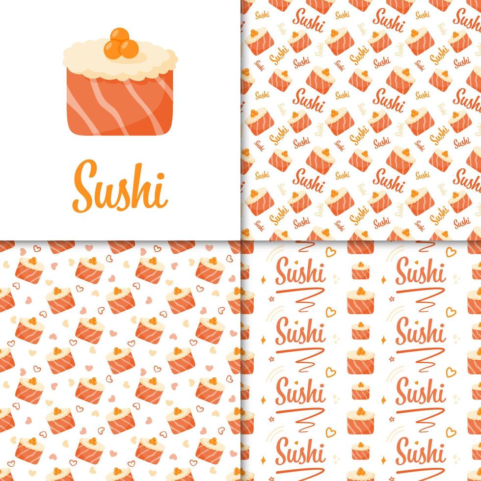 patrones sin fisuras con sushi, para decoración vector