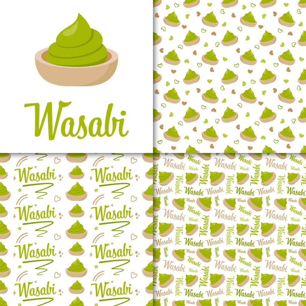 Seamless pattern with Wasabi, for decoration vector