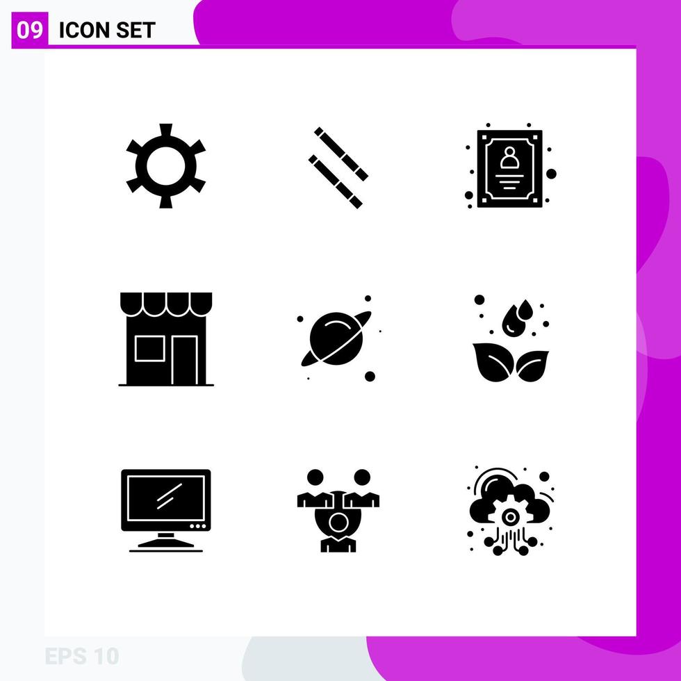 9 Thematic Vector Solid Glyphs and Editable Symbols of earth science worker planet retail Editable Vector Design Elements