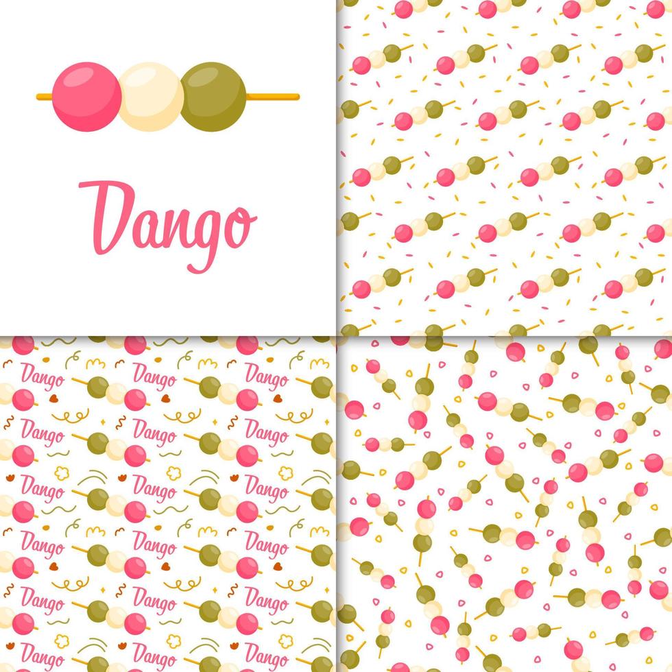 patrón sin costuras con dango, para decoración vector