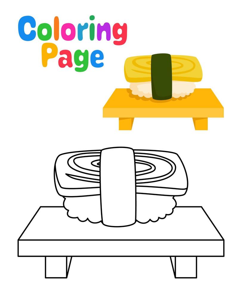 Coloring page with Sushi for kids vector