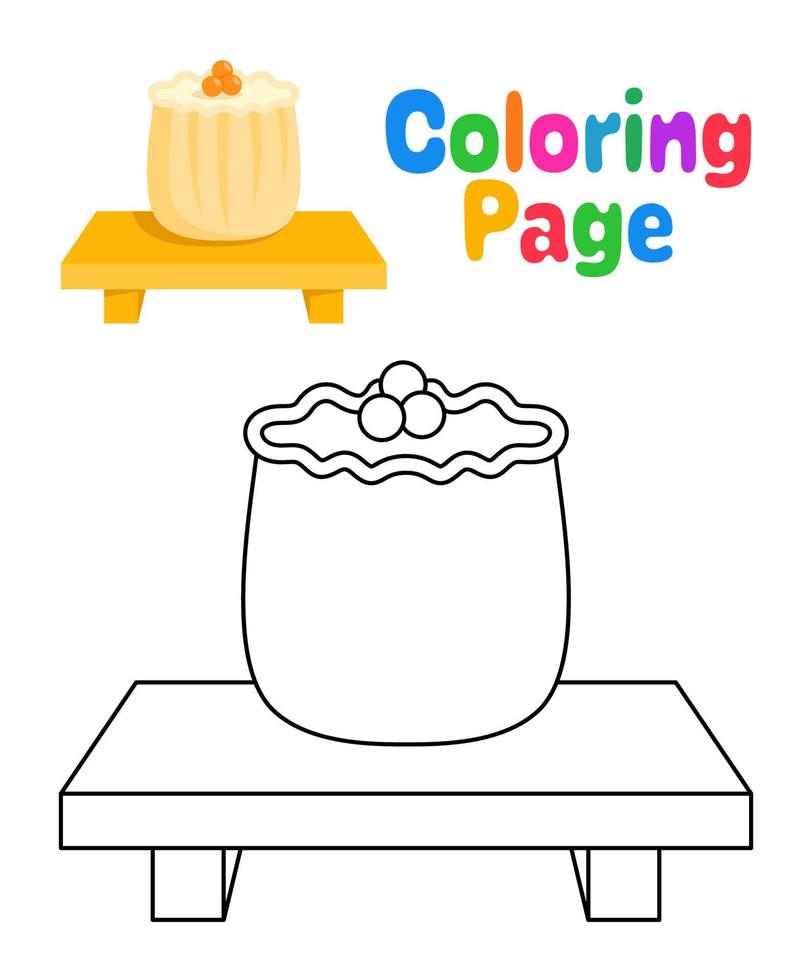 página para colorear con dimsum para niños vector