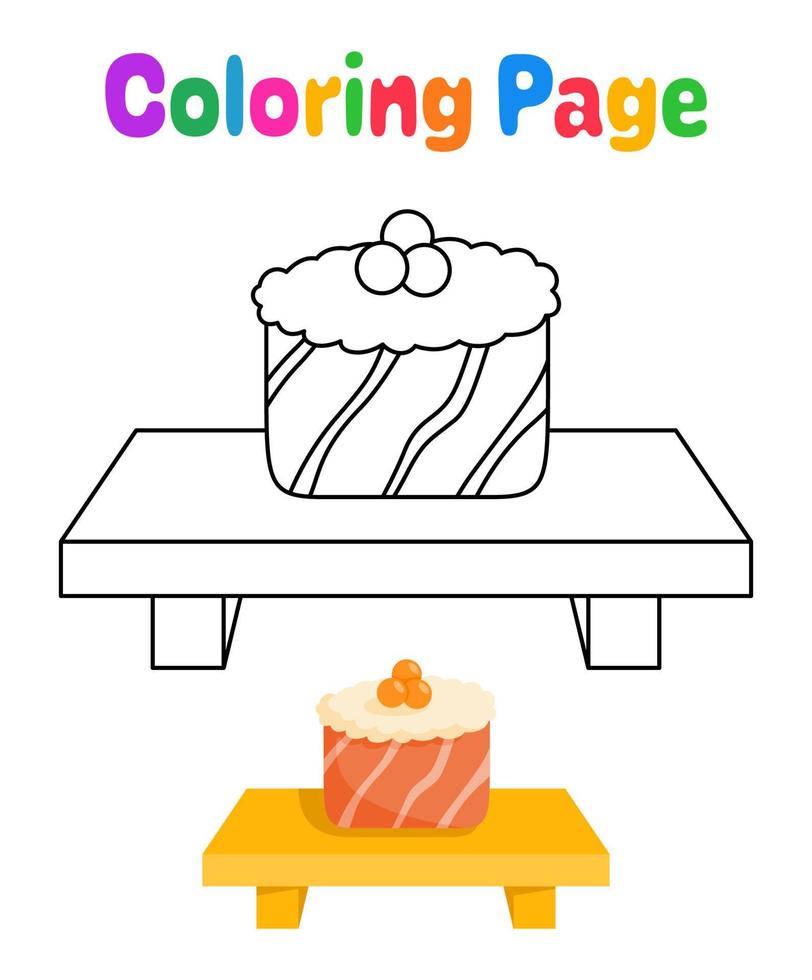 Coloring page with Sushi for kids vector