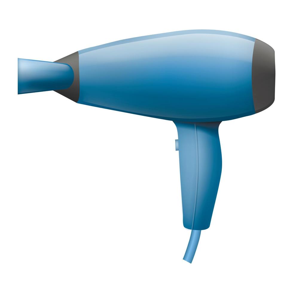 icono de secador azul, estilo realista vector