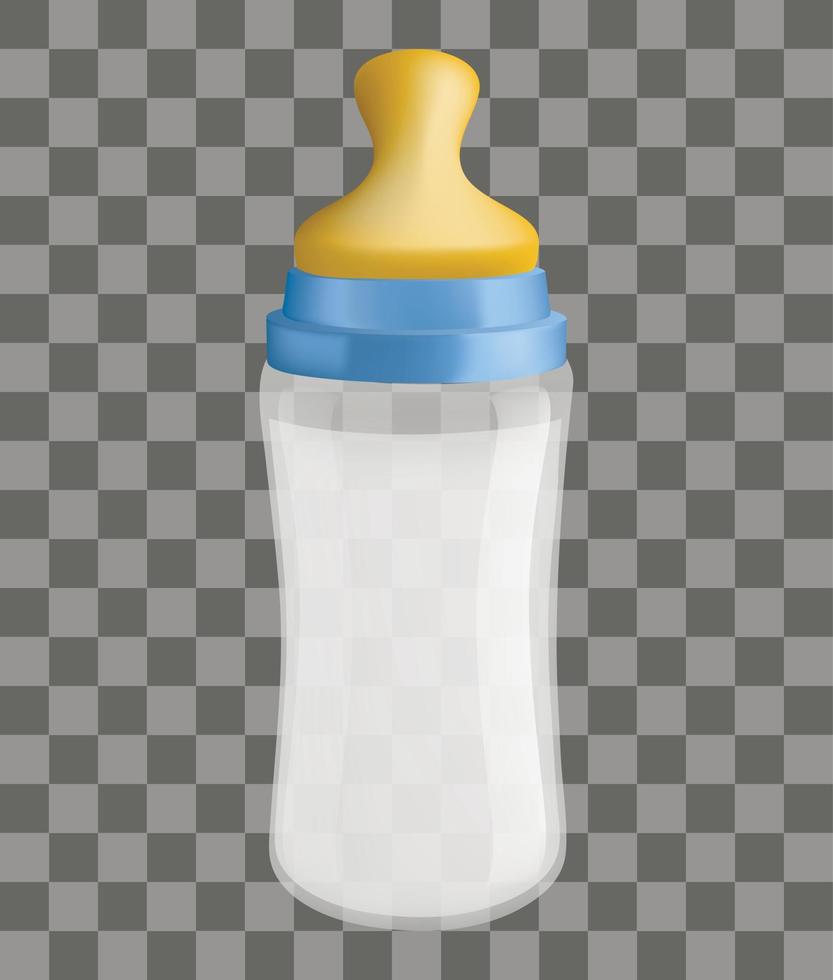 Baby milk bottle icon, realistic style vector