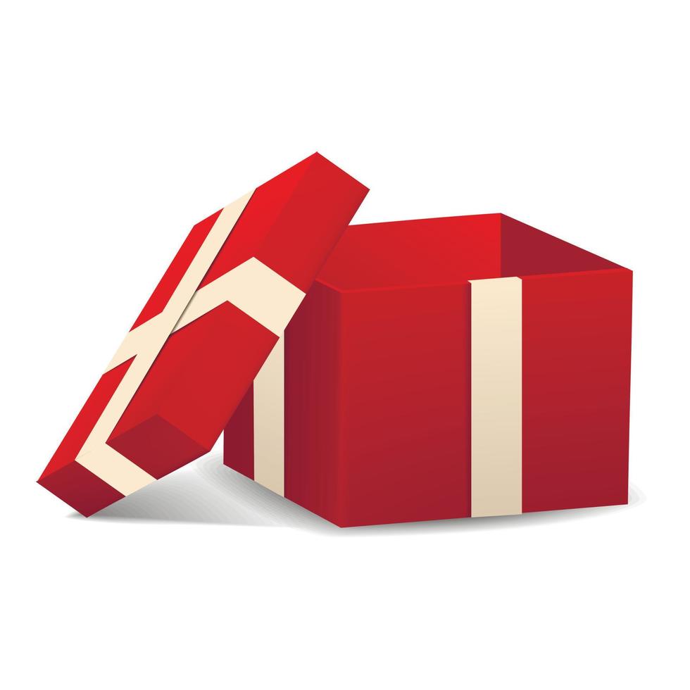 Open red gift box icon, realistic style vector