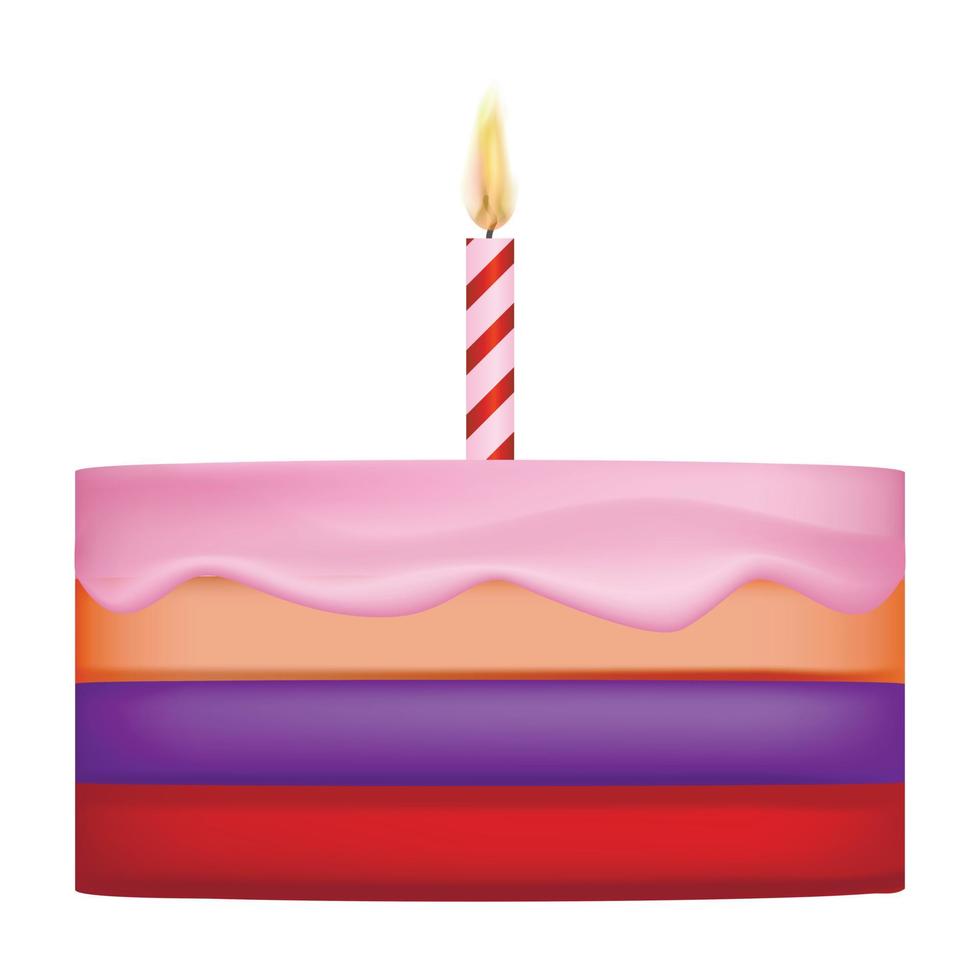 Birthday piece cake icon, realistic style vector