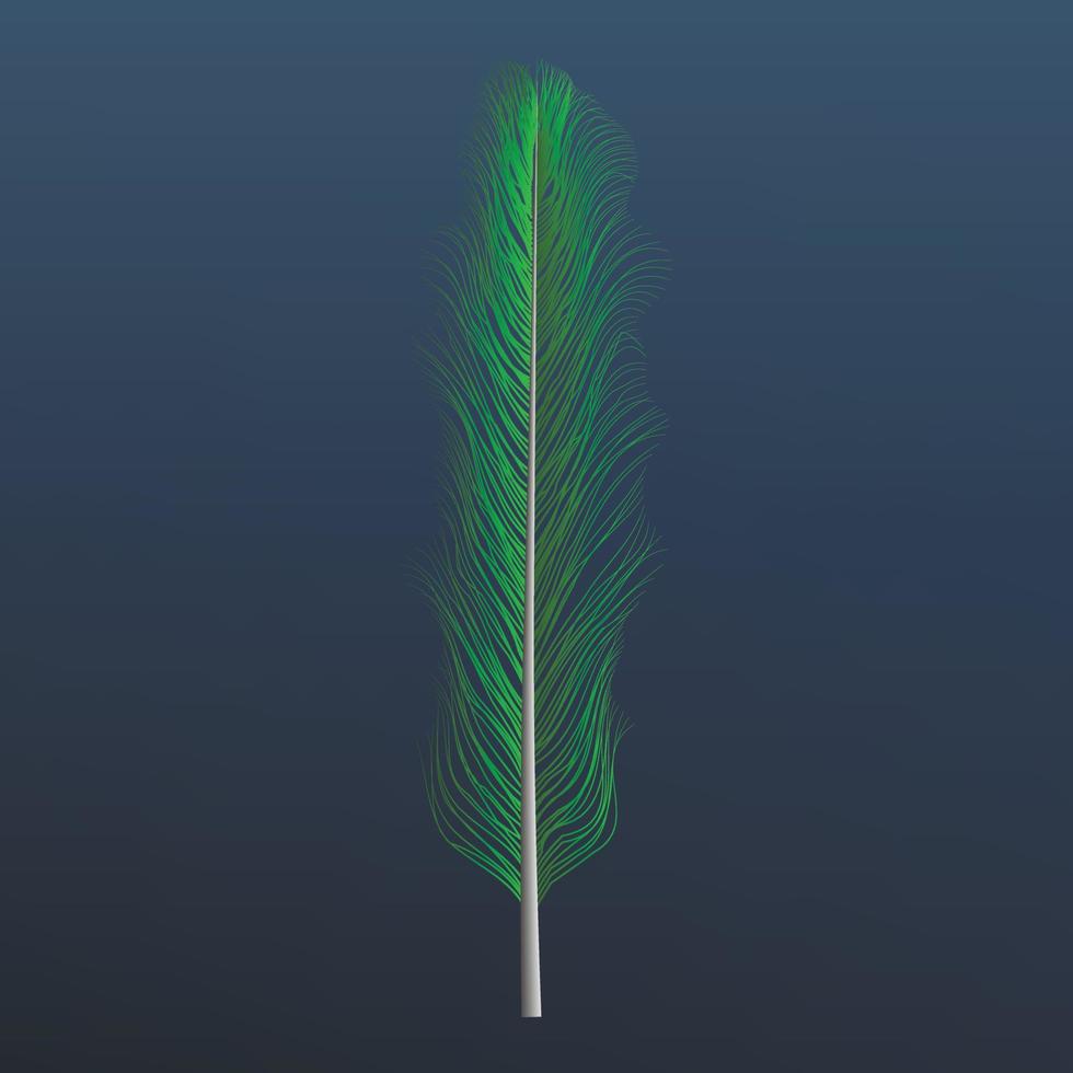 Green feather icon, realistic style vector