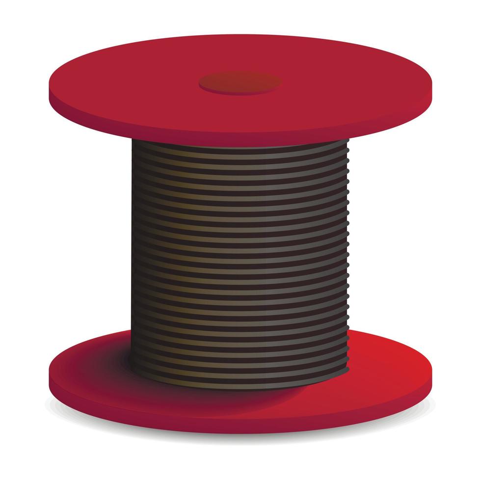 Red cable coil icon, realistic style vector