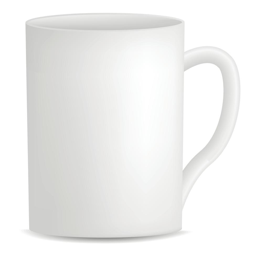 White mug icon, realistic style vector