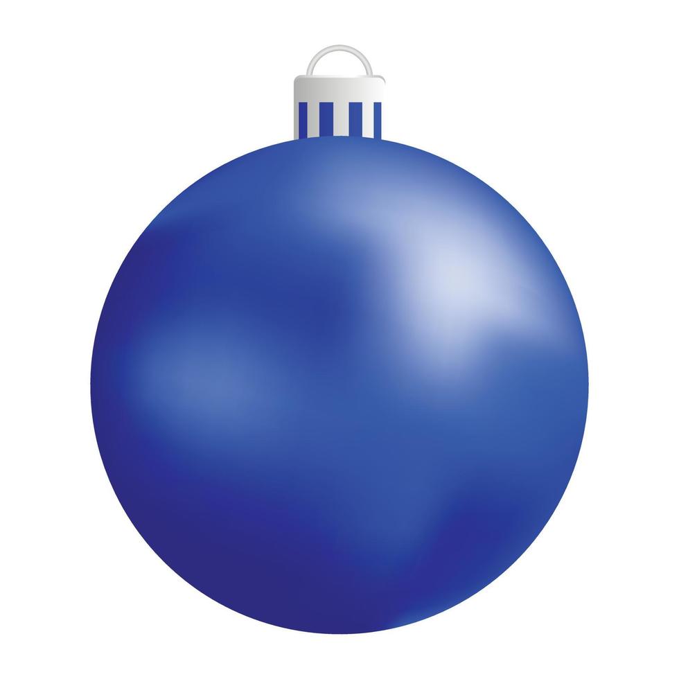 Xmas blue ball icon, realistic style vector
