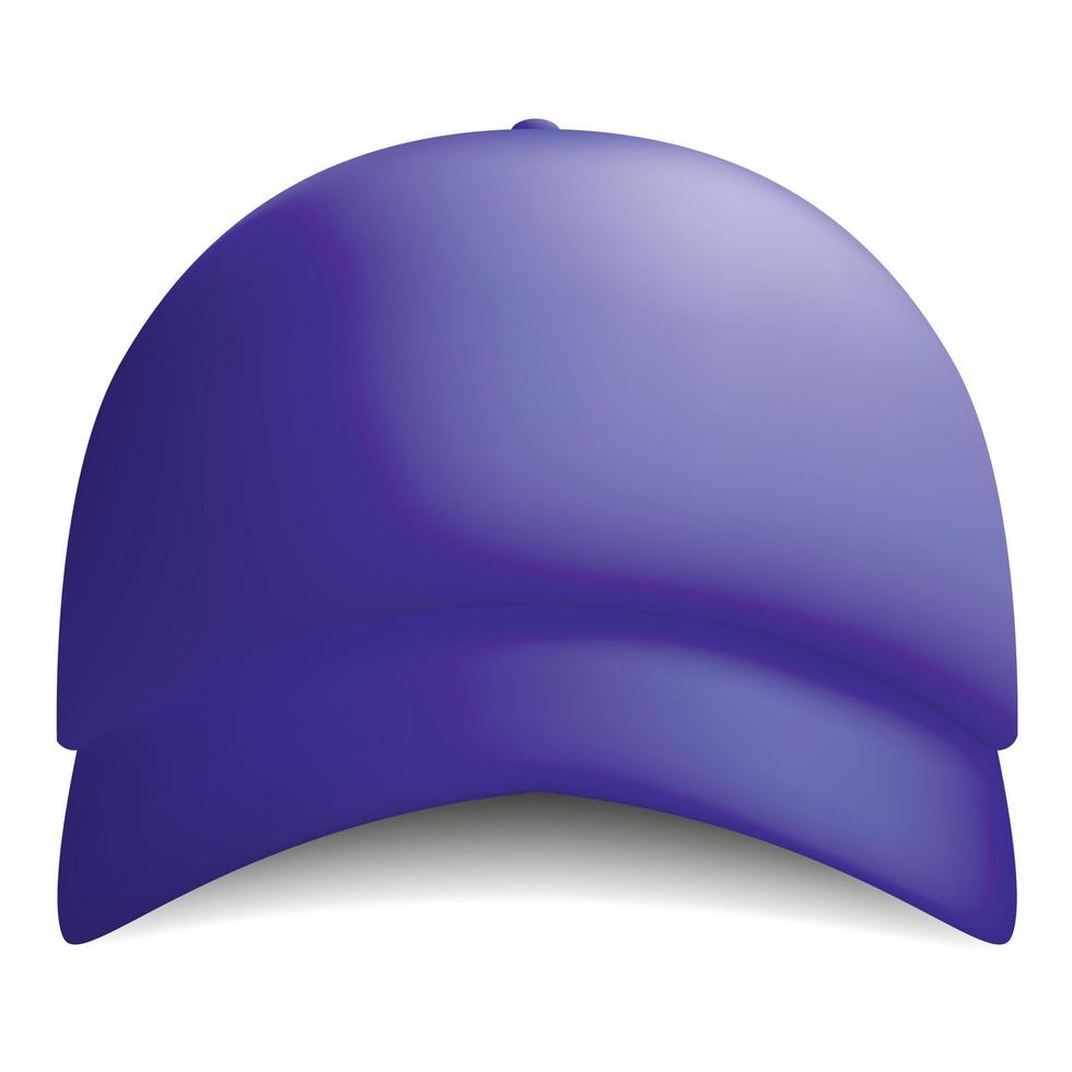 Blue baseball cap icon, realistic style vector