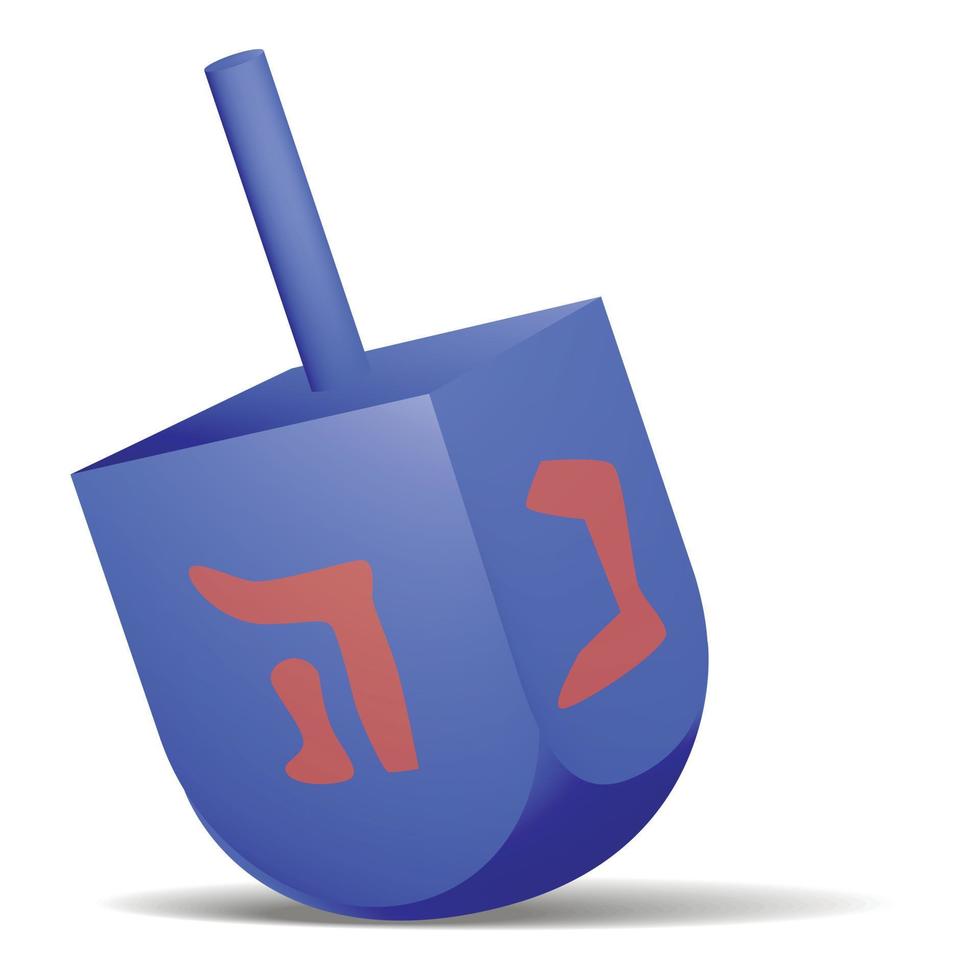 Blue dreidel icon, realistic style vector
