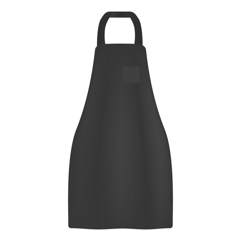 Black apron icon, realistic style vector