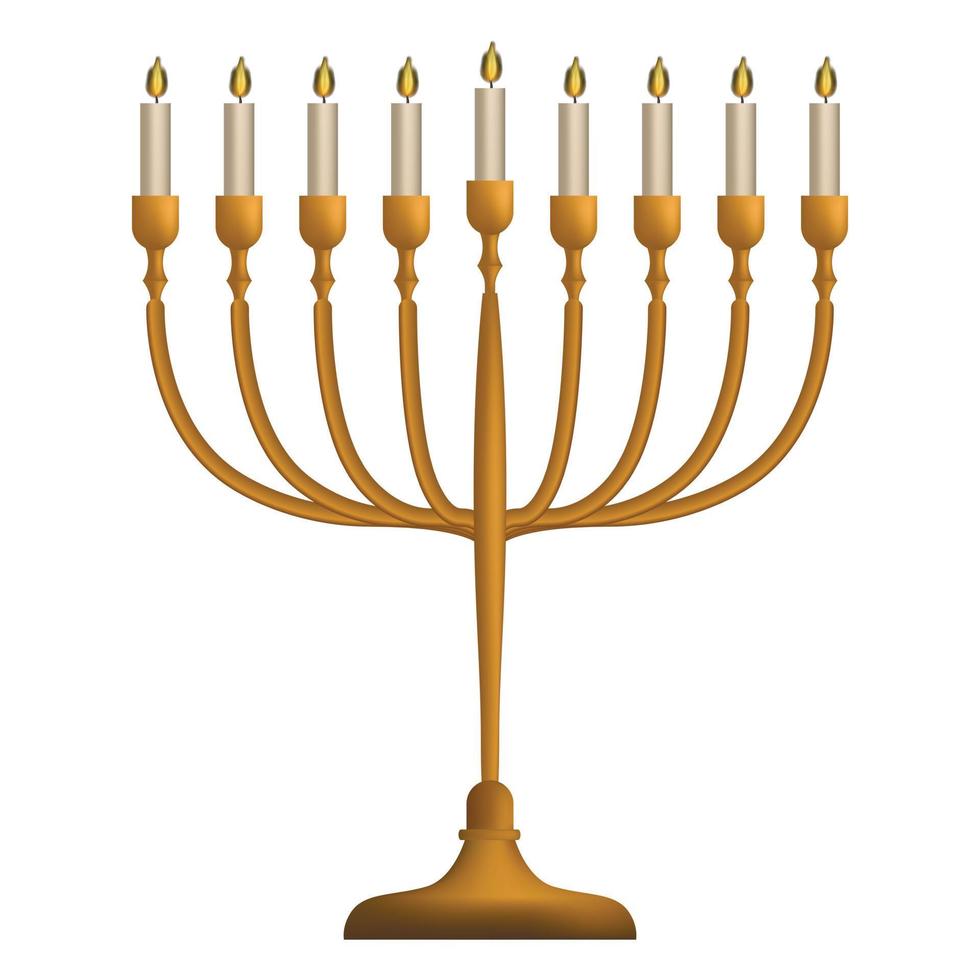 Jewish menorah icon, realistic style vector