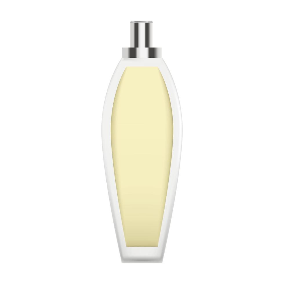 Yellow fragrance bottle icon, realistic style vector