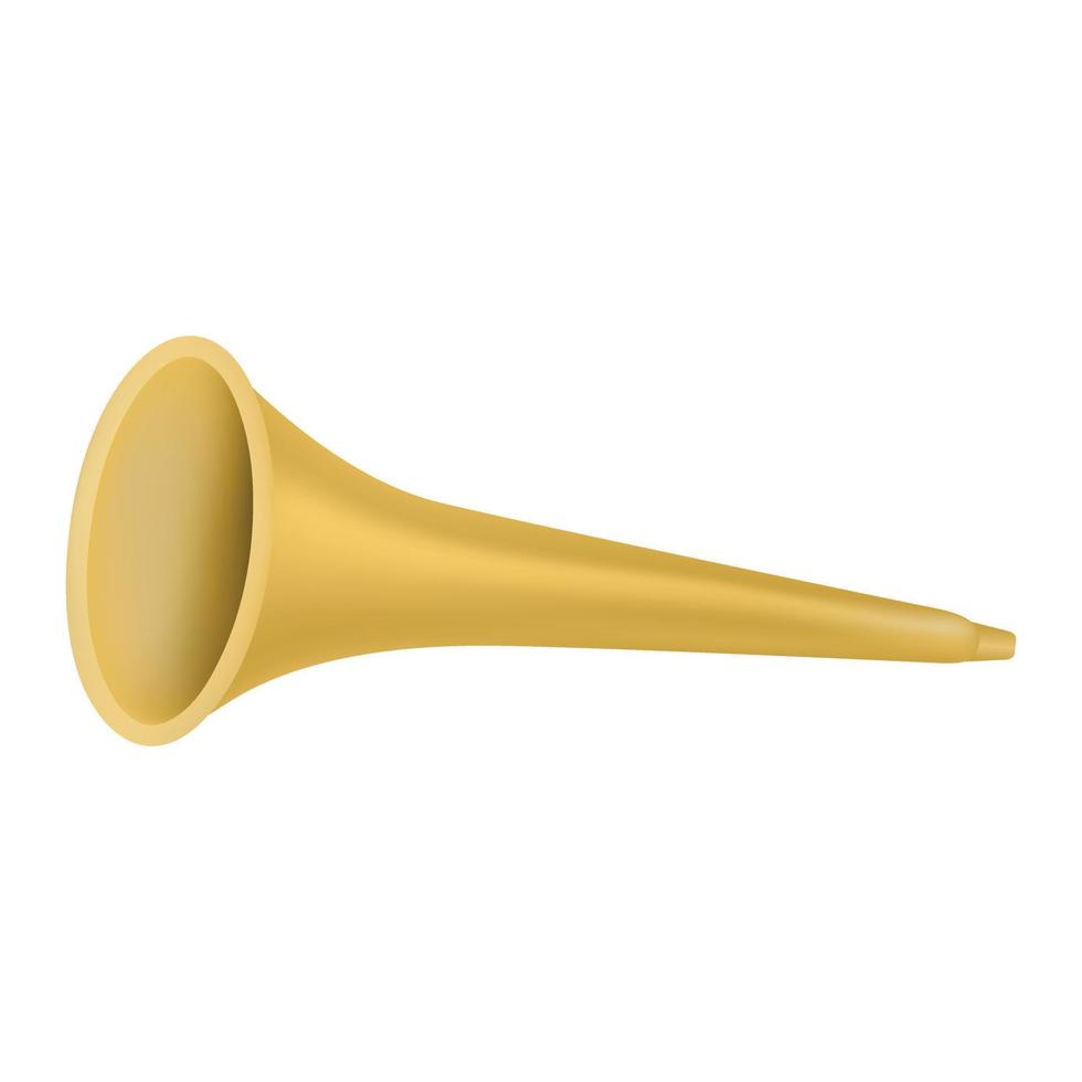 Gold horn trumpet icon, realistic style vector