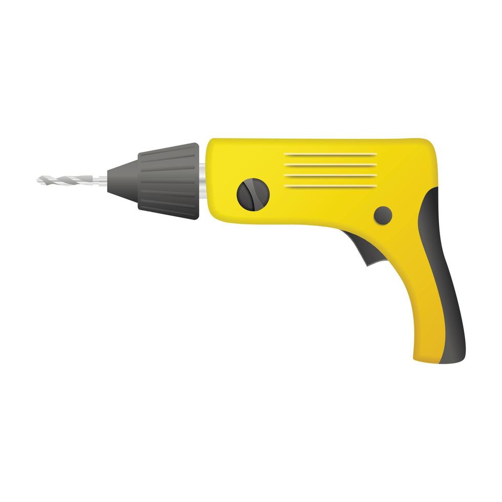 Electric drill machine icon, realistic style vector