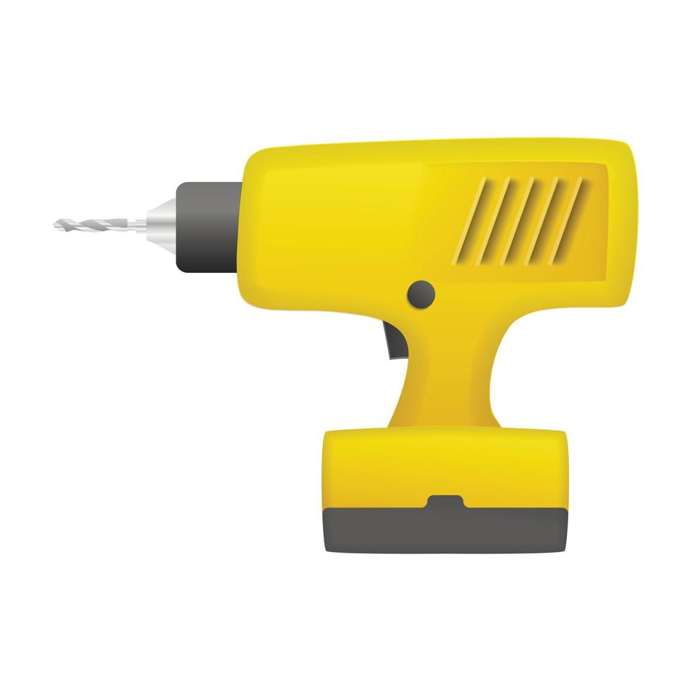 Battery drilling machine icon, realistic style vector