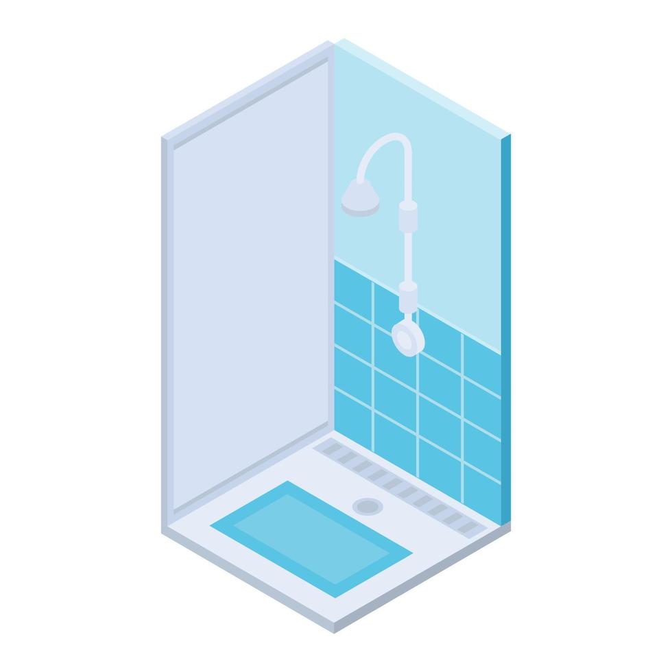 icono de baño de ducha pública, estilo isométrico vector