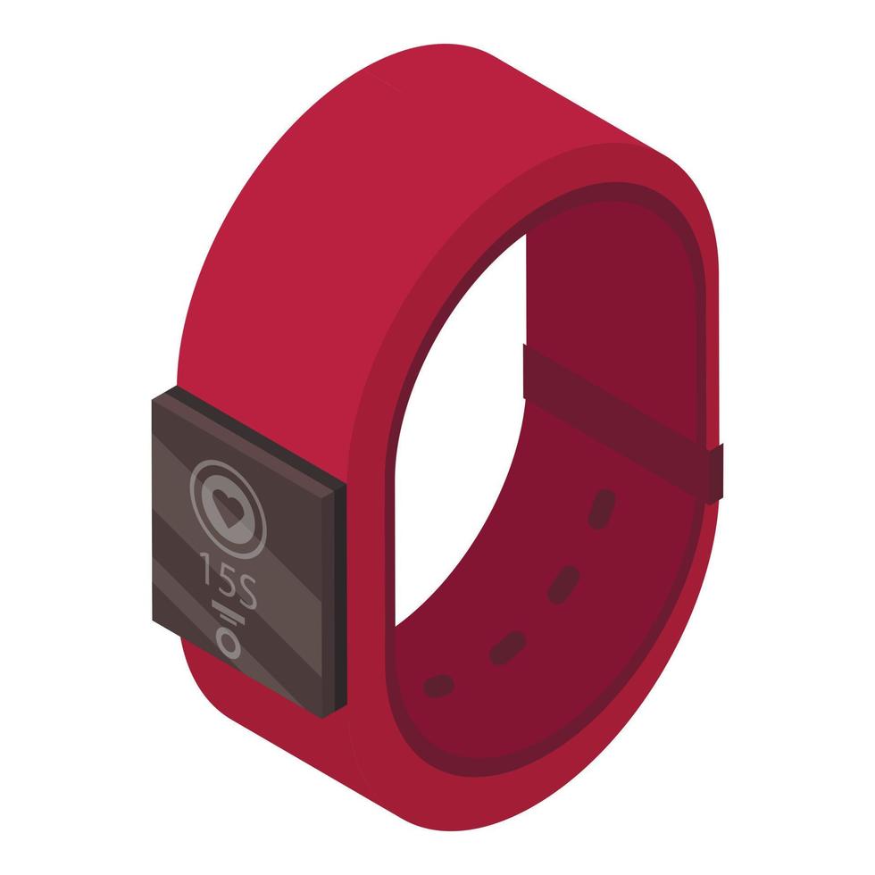 Red smart band icon, isometric style vector