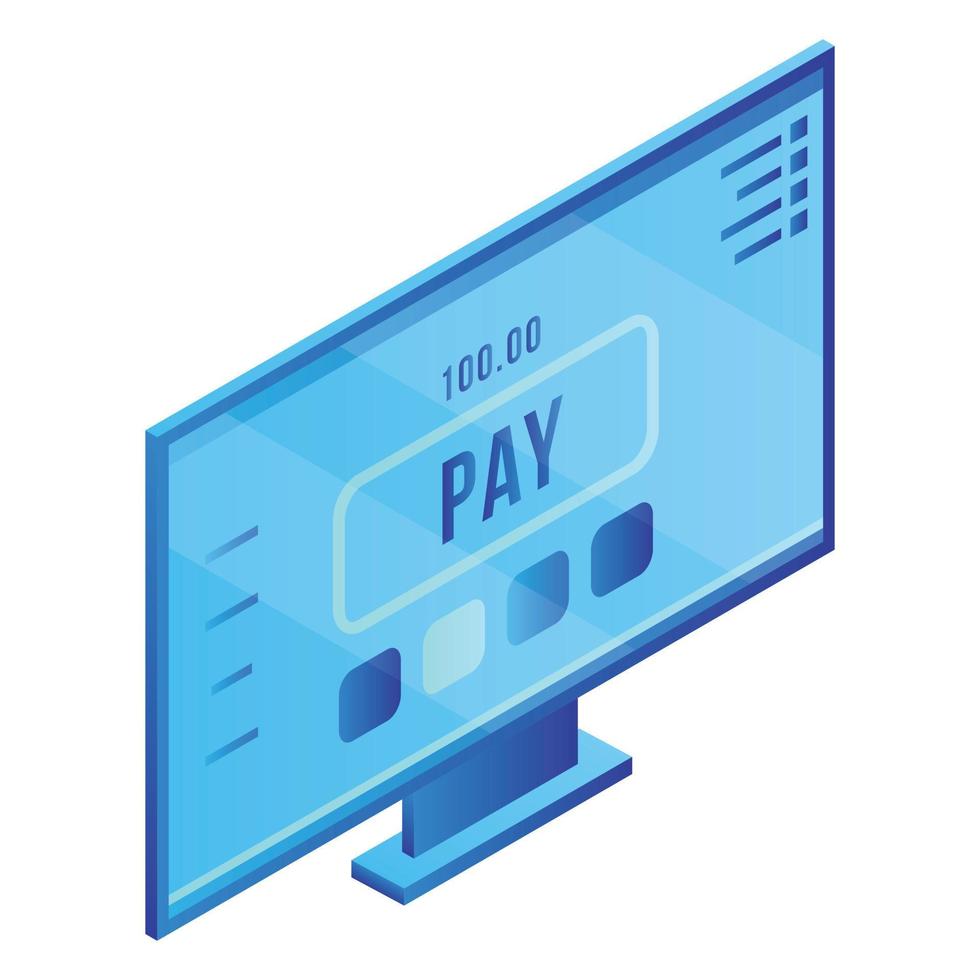 Payment monitor icon, isometric style vector